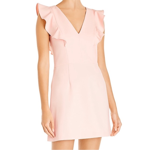 French Connection Dresses & Skirts - NWT French Connection Whisper Ruffle V-Neck Mini Dress Pink True Blossom Sz 12